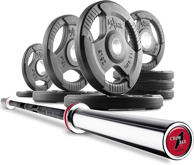 XMark TRI-GRIP Olympic Barbell Sets With The CROWBAR 7' Olympic Bar
