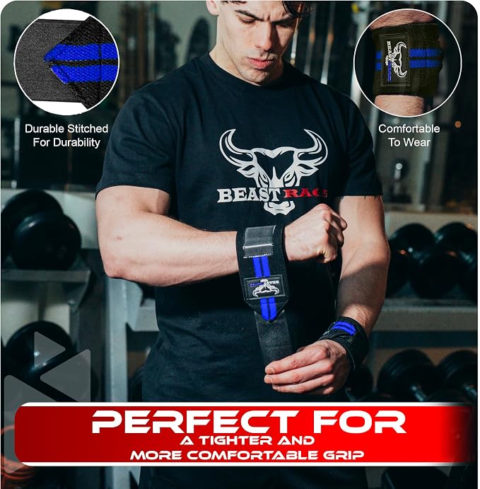 Wrist Wraps for Weightlifting - Adjustable Lifting Straps With Thumb Loop for Enhanced Gym Support, Powerlifting, Bodybuilding and Workout