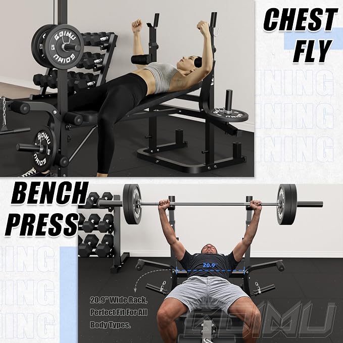Z3 900LBS Olympic Weight Bench Set with Leg Extension, 9 in 1 Workout Press with Preacher Curl Pad and LAT Pulldown, Strength Training Bench for Home Gym