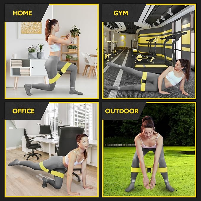 Fabric Resistance Bands for Working Out, 5-Band Set for Legs and Glutes | Booty bands for women and men, 5 resistance levels, for glute activation, hip training, squats, lunges and physical therapy