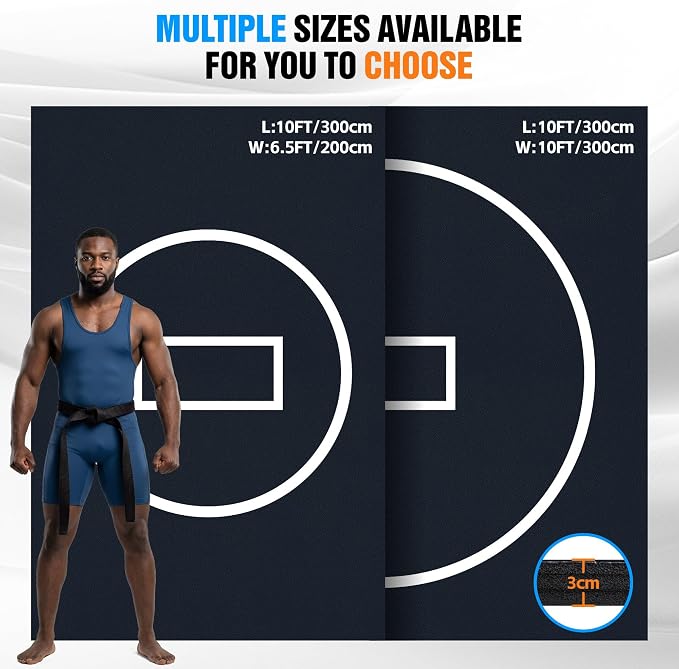 10' x 10' / 10' x 6.5' Foldable Wrestling Mat, Non Slip Waterproof Training Floor Mat for BJJ, MMA, Taekwondo, Grappling, Yoga & Martial Arts Home Workout 1p1