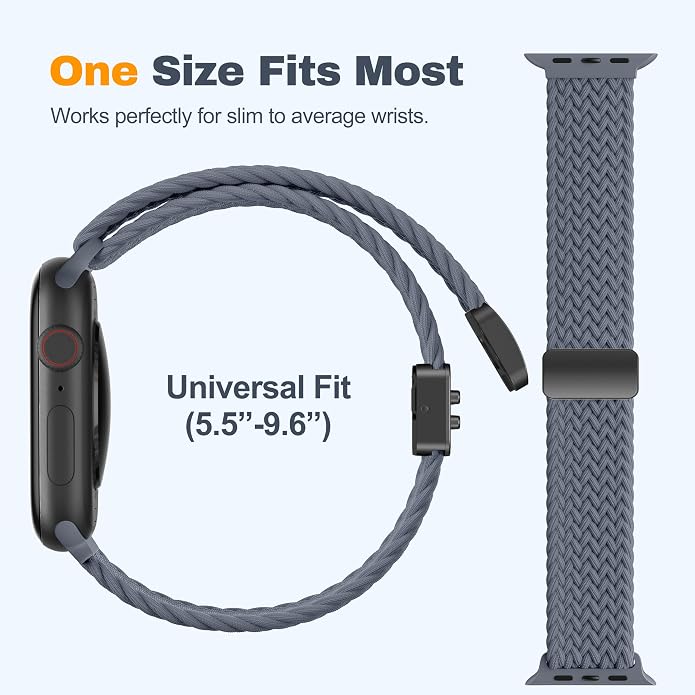 Laffav Braided Stretchy Band Compatible with Apple Watch Bands 42mm 40mm 41mm 38mm 44mm 45mm 46mm 49mm for Women Men, Magnetic Nylon Solo Loop Sport Strap for iWatch Series 11 10 9 8 7 6 5 4 SE Ultra