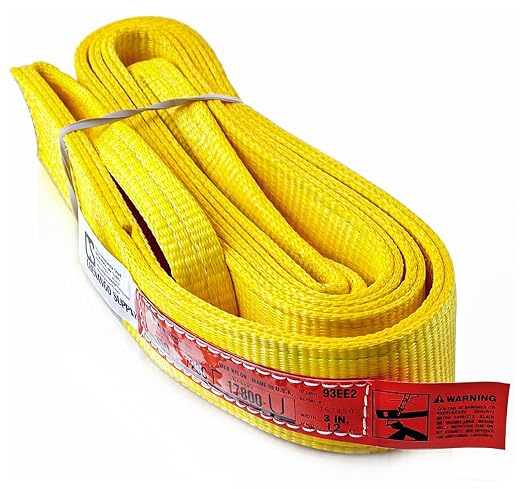 DD Sling 3" × 12' Nylon Lifting Sling – USA Made, 8,900 lb Vertical, 7,200 lb Choker, 17,800 lb Basket – 2-Ply Heavy Duty 900 Webbing, Type 4 Twisted Eye & Eye Rigging Sling
