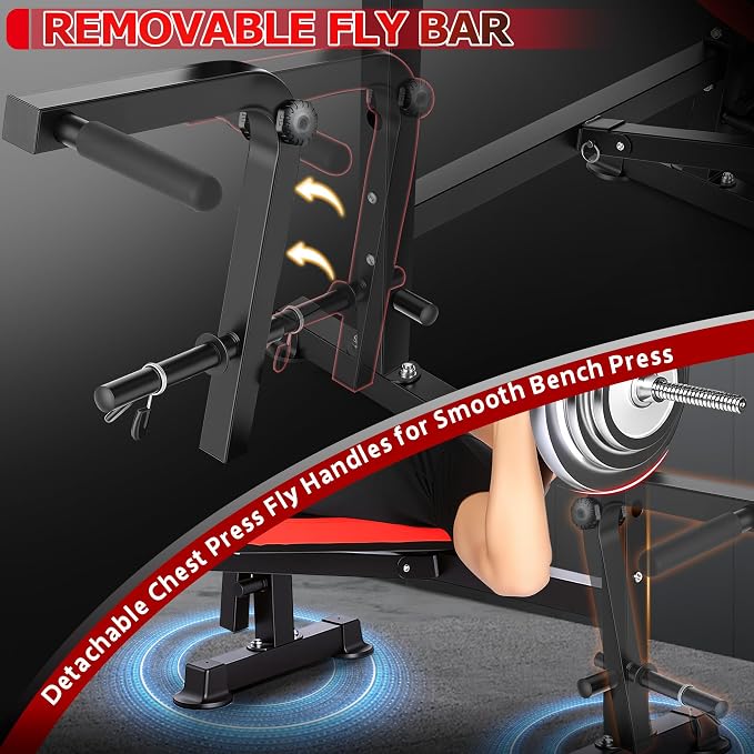 OPPSDECOR 900LBS Weight Bench Set Adjustable Workout Bench for Home Gym | Bench Press, Incline Press, Squat Rack, Leg Developer, Preacher Curl Pad, Fits 6-7ft Barbells, 2-Second Fold, 38-in Rear Rack