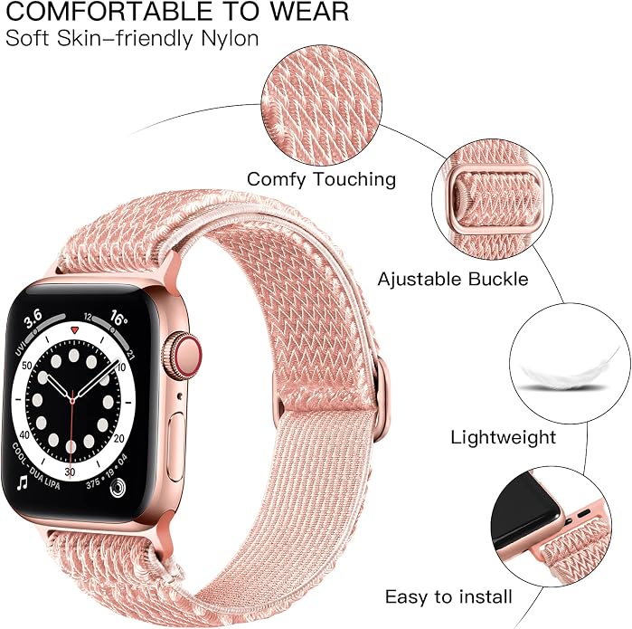 Lerobo Stretchy Nylon Solo Loop Band, Compatible with Apple Watch Series 11 10 9 8 7 6 5 4 3 SE3/2/1 Ultra3/2/1, Adjustable Strap for iwatch Band 44mm 45mm 46mm 49mm 42mm 40mm 41mm 38mm for Women Men