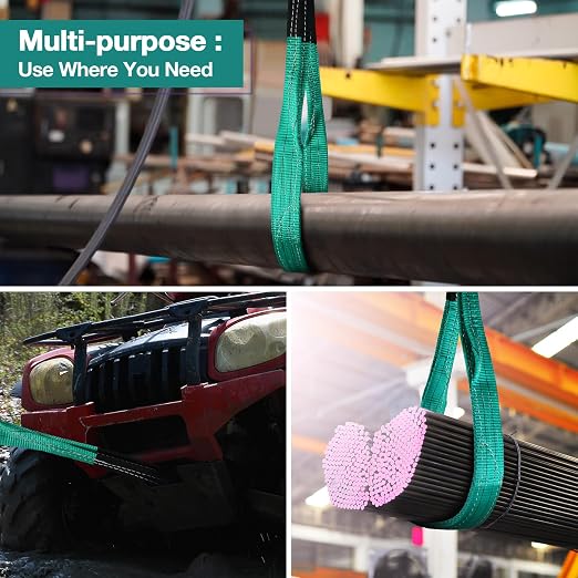 Lift Sling Straps,2" x 4' Heavy Duty Flat Eye Lift Sling | Lifting Straps Nylon Tree Saver Recovery Strap Web Sling Winch Strap Rigging Tow Hoist Gear Straps 6400 lb 5100 lb 12800 lb