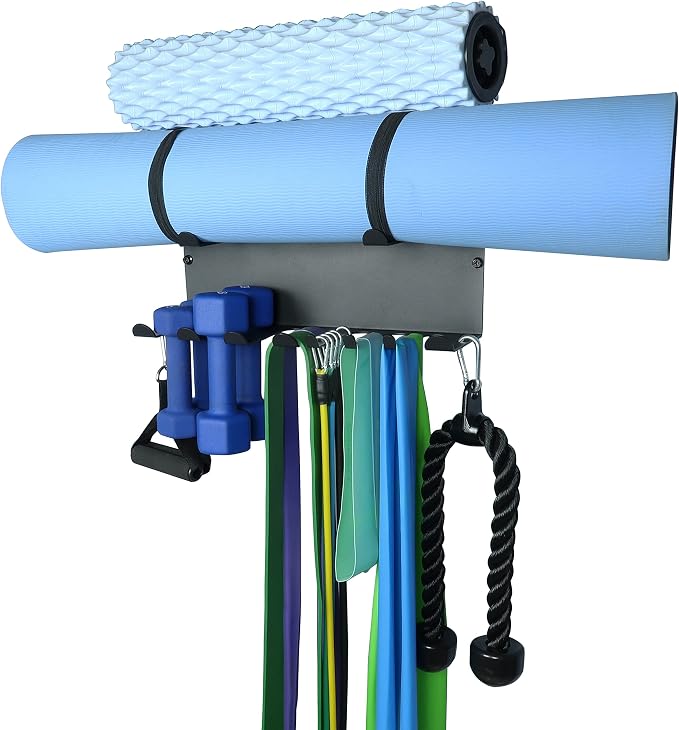 Multi-Purpose Gym Equipment Storage Rack Resistance Bands Storage Hanger Barbell Rack Heavy Duty Gym Rack for Exercise Bands, Lifting Belts and Jump Ropes