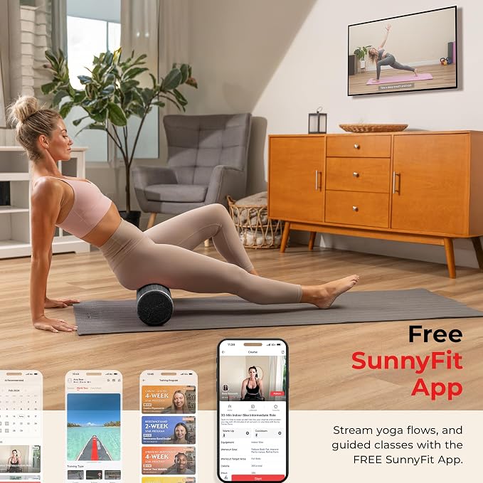 Sunny Health & Fitness 12" Black High-Density Yoga Foam Roller | Muscle Relief, Physical Therapy, Post-Workout Recovery, Improved Flexibility, Home, Gym, Rehab Use, Full-Body Use