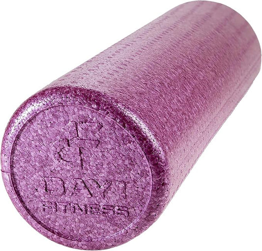 Day 1 Fitness High Density Muscle Foam Rollers - Sports Massage Rollers for Stretching, Physical Therapy, Deep Tissue, Myofascial Release - Ideal for Exercise and Pain Relief – Solid Purple, 18”