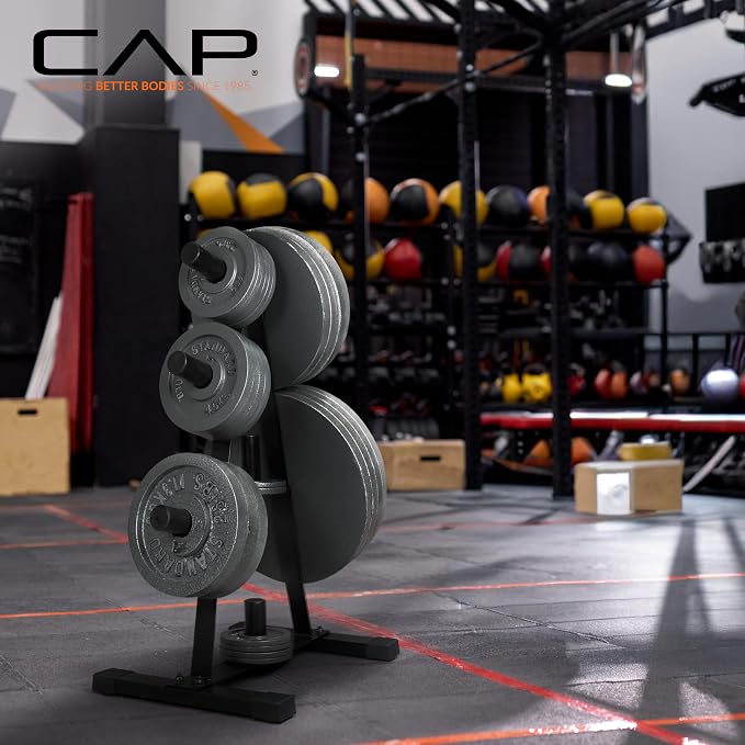 CAP 2-Inch Olympic Plate Tree Rack for Home Gym, Heavy-Duty A-Frame Weight Plate Storage Rack, Space-Saving Plate Organizer Stand, 5-Post & 7-Post, 300lb & 500lb Weight Capacity