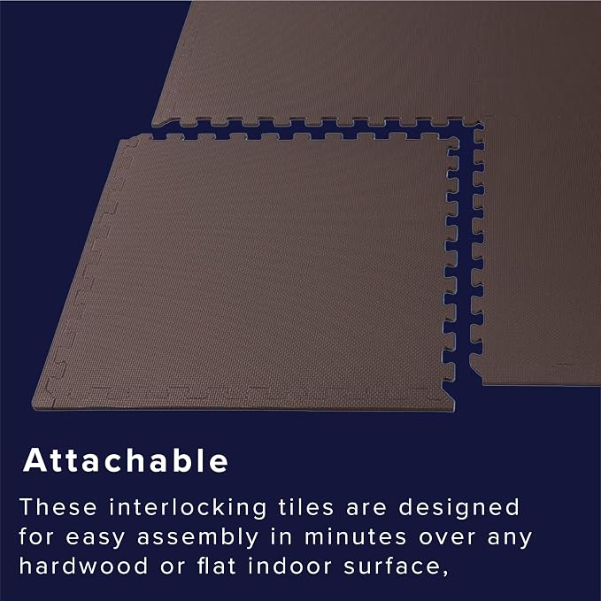 We Sell Mats 1/2 Inch Thickness Multipurpose EVA Foam Floor Tiles, Interlocking Floor Mat for Indoor Gym and Home Use, 24 in x 24 in, Brown, 100 Square Feet (25 Tiles)
