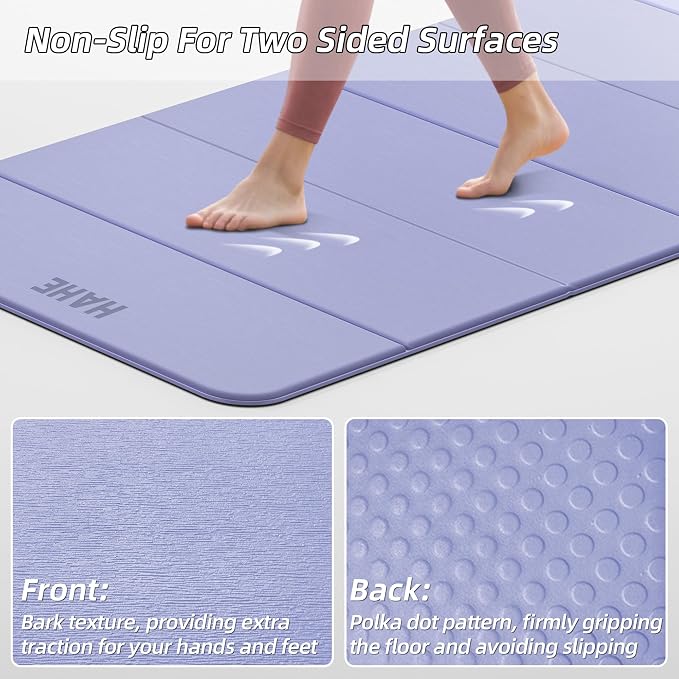 HAHE Foldable Yoga Mat 74"Lx32"Wx1/3"Thick, Folding Exercise Mats | Non-slip Wide Pilates Mats for Home Workout/Travel, Portable Yoga Mat Thick for Yoga/Pilates/Camping/Floor Exercises
