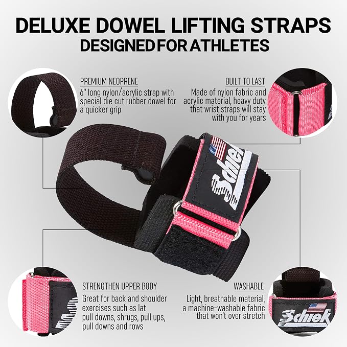 Schiek Sports Model 1000-DLS Deluxe Dowel Lifting Straps