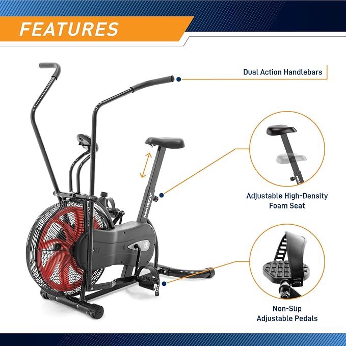 Marcy Air-Resistance Exercise Fan Bike With Dual Action Handlebars