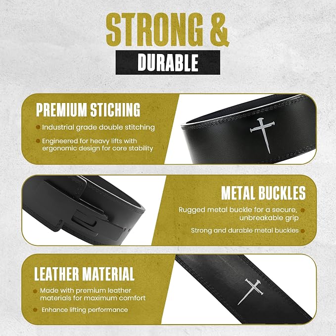 Christian Lever Weightlifting Belt 10mm | Faith Lever Weight Belt for Men, Secure Steel Lever Buckle, Durable Reinforced Thick Leather Construction, Lever Gym Belt