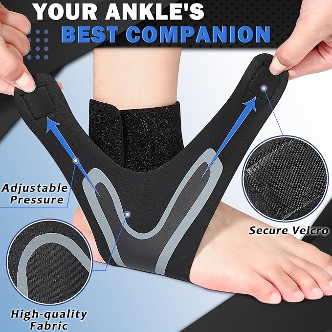 beister 1 Pair Ankle Support Breathable Neoprene Compression Ankle Brace for Men and Women, Elastic Sprain Foot Sleeve for Sports Protect, Arthritis, Plantar Fasciitis, Achilles tendonitis, Recovery