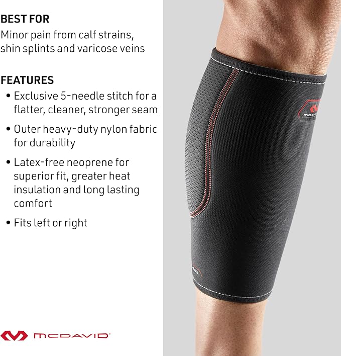 McDavid Calf Compression Sleeve for Men and Women – Latex-Free Light Support for Shin Splints, Varicose Veins, Calf Strains – for Running, Walking, Hiking