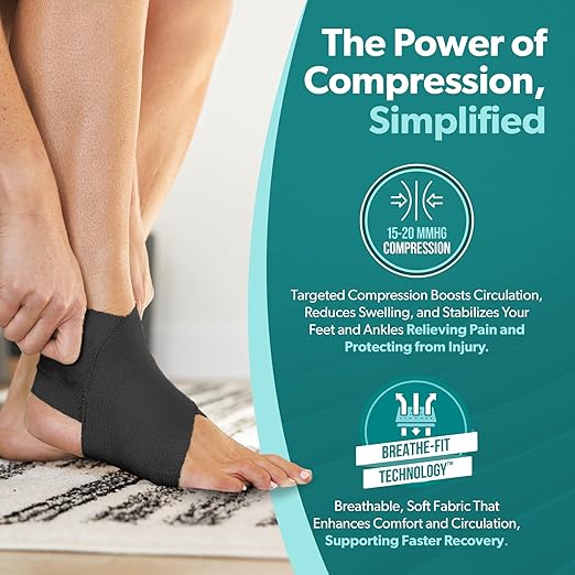 BraceAbility Elastic Ankle Support Brace - Youth Slip on Foot and Ankle Compression Sleeve for Gymnastics, Dance, Kids, Sports, Running, and Sprained Ankle Swelling for Boys and Girls (S - Black)