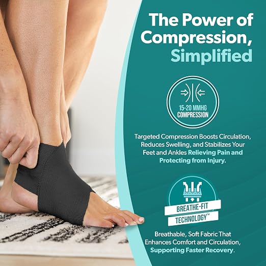 BraceAbility Ankle Compression Sleeve, Ankle Support Brace for Sprained Ankle, Swelling, Tendonitis, Foot Compression Wrap for Running, Ankle Support for Women and Men (X-Large - Black)