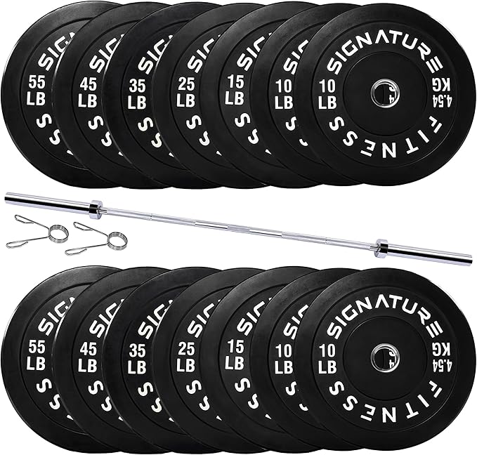 Fitvids 2-Inch Olympic Rubber Weight Plates Sets, Bumper Plates Set with Barbell for Strength Training, 180-390 Lbs Multiple Options