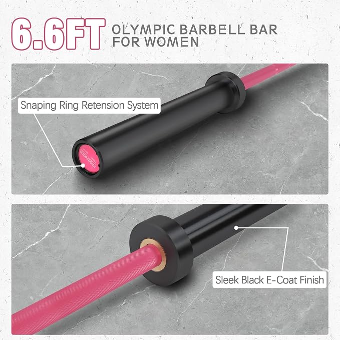 PROOFGOLD 6.6ft Olympic Barbell Bar,35Lb(15kg) Womens Barbell,Bench Press Bar for Squats and Deadlifts,2 Inch Olympic Weight Bar for Home Gym,500LB/700LB