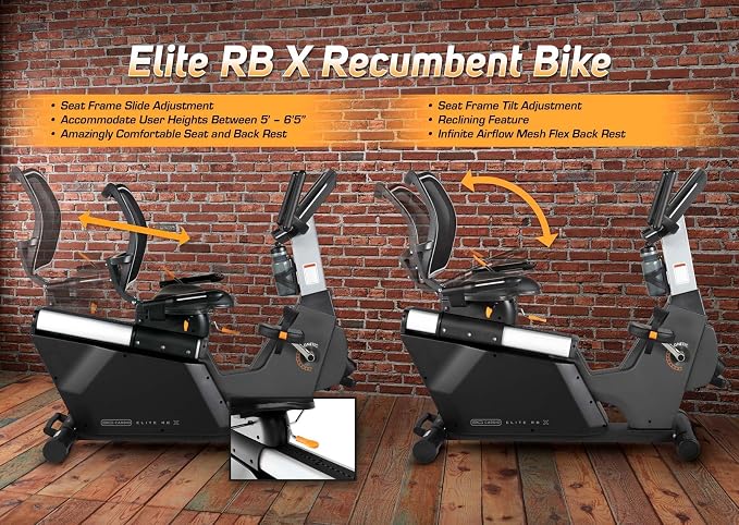 3G Cardio Elite RB X Recumbent Exercise Bike - FreeSync FTMS Bluetooth Smart App Connectivity - Compact 49" (L) - Oversized Soft 4-Way Adj. Seat - 350 lb Cap. - Low Step-Thru Design - Commercial Grade