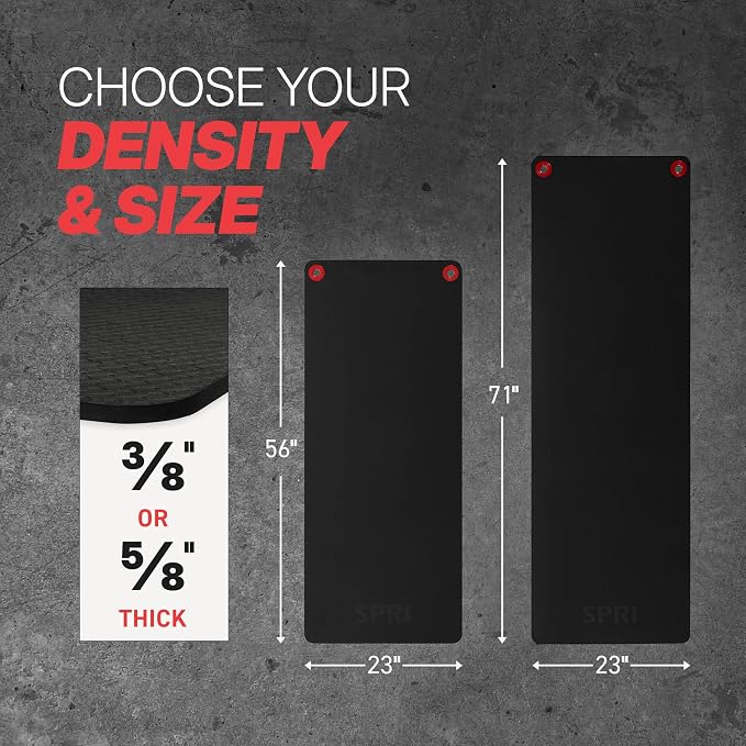 SPRI Hanging Exercise Mats for Gyms, Closed-Cell Foam Yoga & Fitness Mats with Grommets, Thick Workout Mats for Studios & Group Fitness Classes