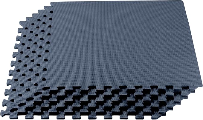 We Sell Mats 1/2" Thick Multipurpose EVA Foam Exercise Floor Mat, Interlocking Tiles, Anti-Fatigue for Home or Gym, 24 in x 24 in, 6 Tiles, Navy