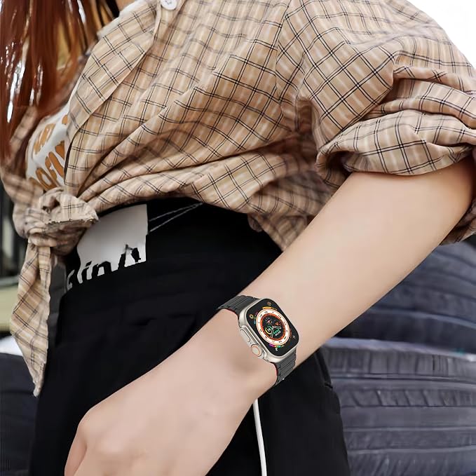 Magnetic Band Compatible with Apple Watch Ultra 3/2/1 Band for Men 38mm 40mm 41mm 42mm, Silicone Sport Waterproof Loop Strap Magnet Link for iWatch Series SE 11 10 9 8 7 6 5 4 3 2 1(BlackRed)