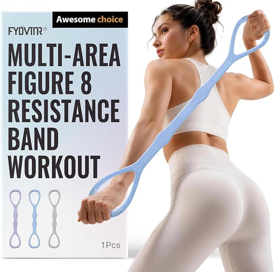 Upgraded Figure 8 Resistance Bands, Resistance Bands for Arms & Full Body Workout, Stretch Resistance Band with Handles for Yoga, Pilates, Toning, Home Fitness & Physical Therapy
