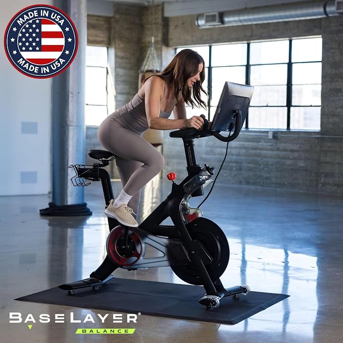 Baselayer Balance Series Interlocking Floor Tiles - Durable ½ in TPE (Rubber Like, NOT Foam, no Odor) - Gym Flooring for Cardio Equipment & Gymnastics - Black, 30 SqFt (12 Pack) - Made in USA