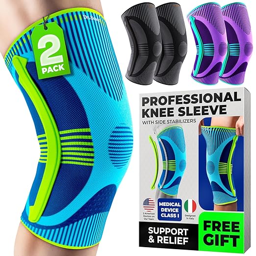 DR. BRACE ELITE Knee Brace with Side Stabilizer (2 Pack) Knee Brace | for Women & Men, Workout, Sports, Daily Knee Compression Sleeve for Maximum Knee Pain Support & Fast Recovery