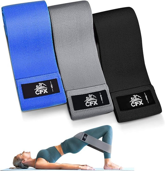 CFX Resistance Bands Set, Exercise Bands with Non-Slip Design for Hips & Glutes, 3 Levels Workout Bands for Women and Men, Booty Bands for Home Fitness, Yoga, Pilates