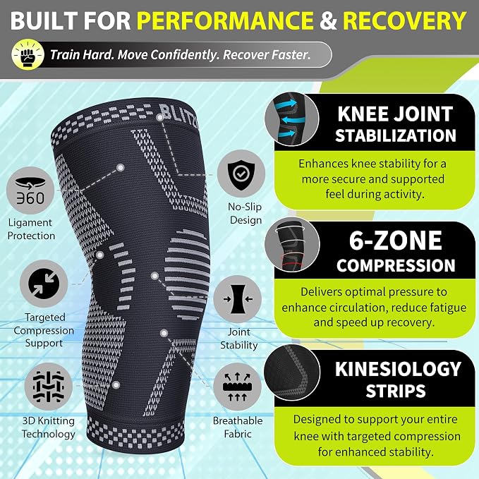 Knee Brace Men & Women, Knee Compression Sleeve Support Wrap Tendonitis S | 2 Pack, Joint & Patella Stabilization, Arthritis Pain Relief, Meniscus Tear, ACL Injury Recovery, Running, Sports, Workout