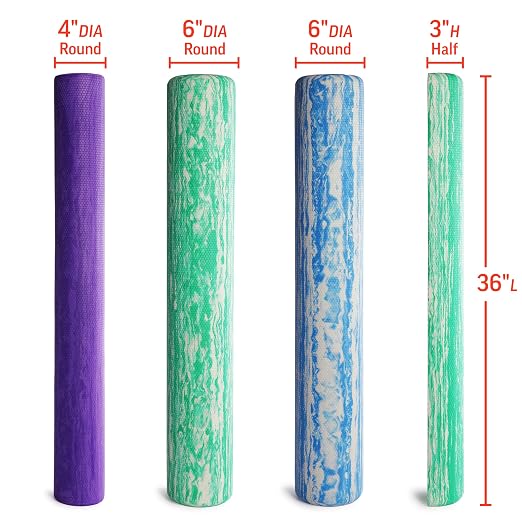 OPTP PRO-ROLLER Standard Density Foam Roller – Half-Round, Green, 36" x 3" | Standard density foam roller for physical therapy, Pilates, yoga foam roll exercises, and muscle recovery, Half-round