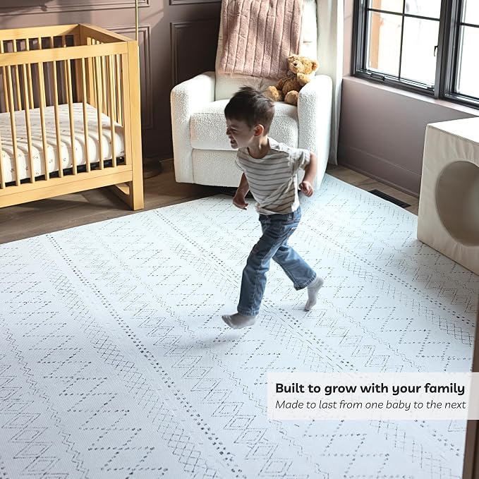Little Landings Baby Play Mat for Floor - Boho (8x8ft) - Premium EVA Foam Play Mat for Babies & Toddlers (Ages 0-5+) - Non-Toxic Playmat for Tummy Time, Crawling & Playroom - Stylish & Comfortable
