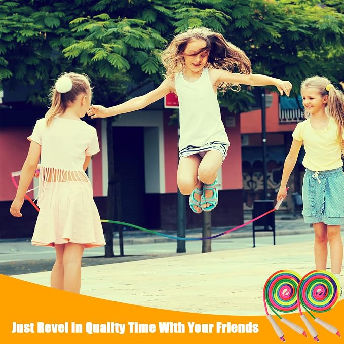 Coolrunner 16 FT Long Jump Rope(2 PACK), Double Dutch Jump Ropes, Soft Beaded Skipping for Kids Adults, Plastic Segmented Long Enough for 4-5 Jumpers