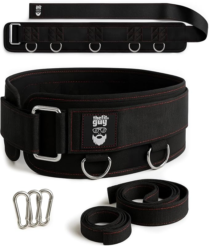 THEFITGUY Original Multi-Attachment Belt for Cable Squats & Hip Thrusts | 5 D-ring points, 2 straps (40in/27in), hook-and-loop closure, fits a 32-52in waist for glute and quad work