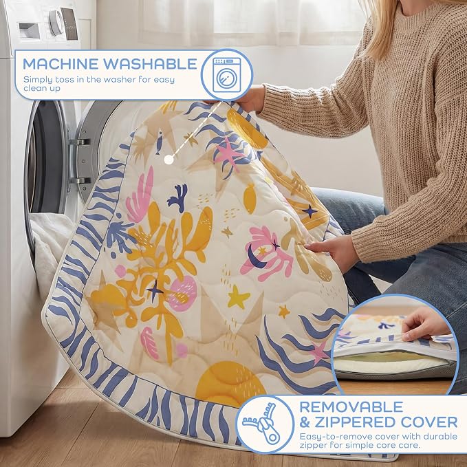 1.6" Thick Baby Play Mat, 50x50 Removable & Machine Washable Cover | Padded Memory Foam, Non-Slip Backing, 100% Baby-Safe Materials, Tummy Time Crawling, Outdoor, Bedroom, Living Room, Nursery
