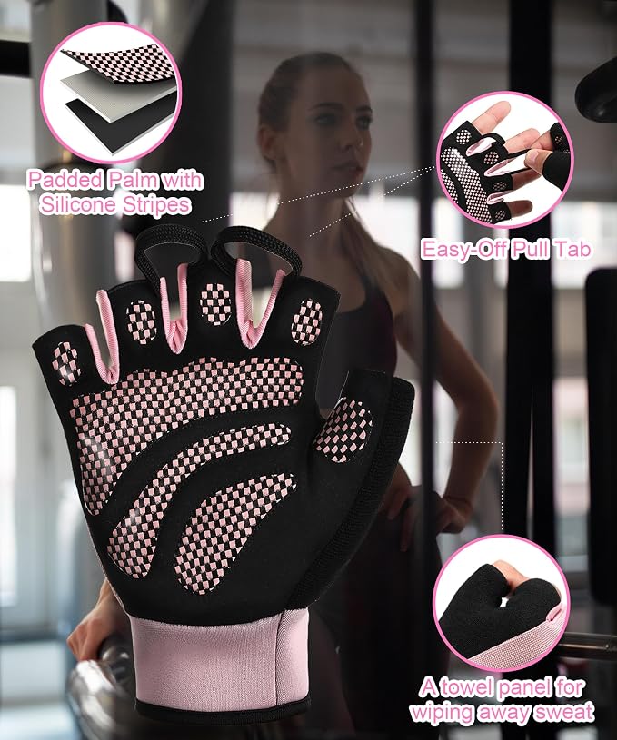sunnex Weight Lifting Gloves with Extended Wrist Support - High-Grip Silicone Padded Gym Gloves for Men & Women, Breathable Fingerless Workout Gloves for Pull Ups, Training & Powerlifting (Black)