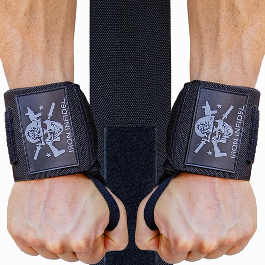 Iron Infidel Wrist Wraps for Weightlifting - 18" Heavy Duty Support for Working Out, Gym Accessories for Men - Use for Lifting, Crossfit, Fitness, Exercise, Bench Press, Powerlifting