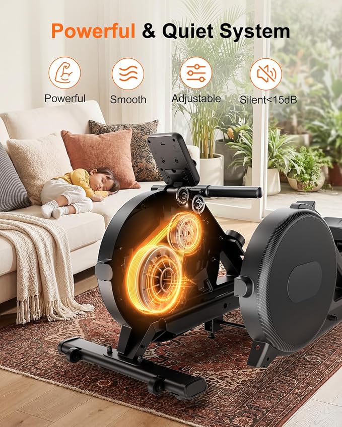 Superun Upgraded Rowing Machines for Home, Magnetic Rowing Machine with 32 Levels, Rower Machine of Quiet Resistance & 300LBS Weight Capacity, Row Machine with LED Monitor, App Supported