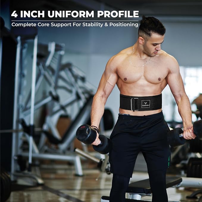 Quick Locking Weight Lifting Belt - Adjustable Lifting Belt for Powerlifting, Squat, Deadlift and Back Support, 4 inch Gym Belt for Men and Women