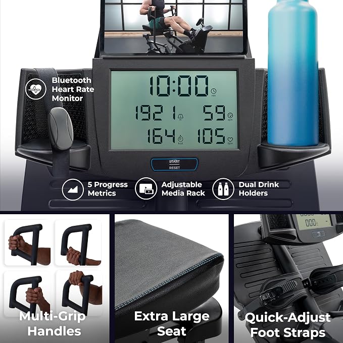 Teeter Power10 Rower with 2-Way Magnetic Resistance Elliptical Motion - Indoor Rowing Machine w/HRM Connectivity, Teeter Move App - Free Classes & Coaching