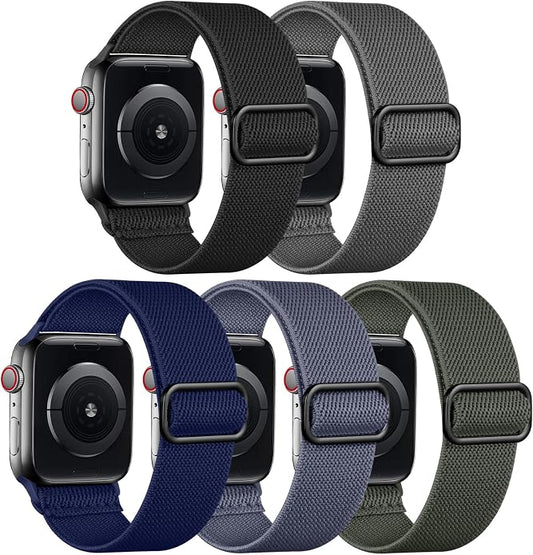 Adorve Stretchy Band Compatible with Apple Watch Bands Ultra 3/2/1 49mm 46mm 45mm 44mm 42mm 41mm 40mm 38mm Men Women, Soft Nylon Elastic Braided Strap Fits for iWatch Series 11/10/9/8/7/6/5/4/3/SE3-1