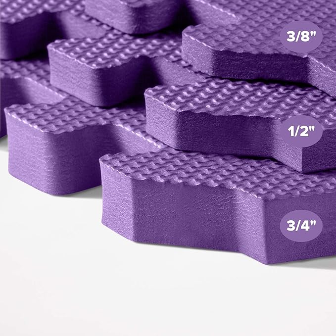 We Sell Mats 1/2 Inch Thickness Multipurpose EVA Foam Floor Tiles, Interlocking Floor Mat for Indoor Gym and Home Use, 24 in x 24 in, Purple, 24 Square Feet (6 Tiles)