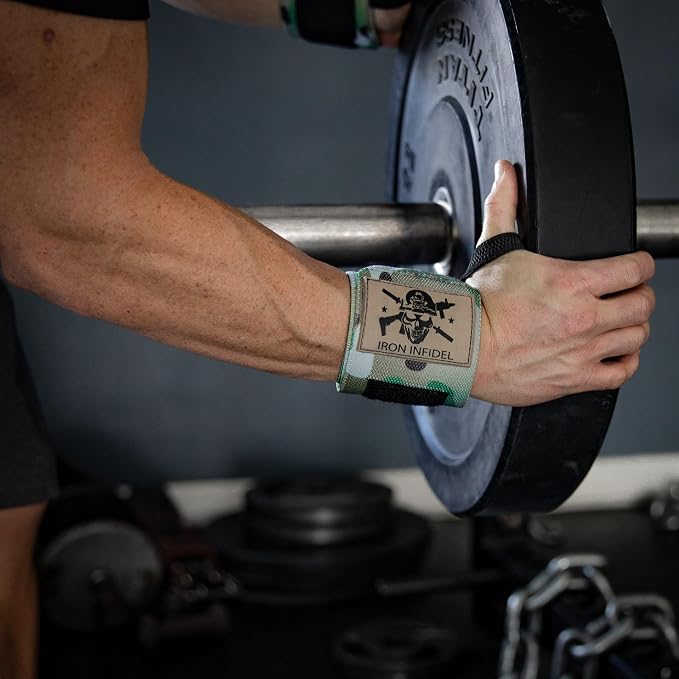 Iron Infidel Wrist Wraps for Weightlifting - 18" Heavy Duty Support for Working Out, Gym Accessories for Men - Use for Lifting, Crossfit, Fitness, Exercise, Bench Press, Powerlifting