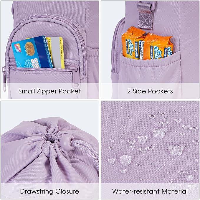 sportsnew 40oz Insulated Crossbody Water Bottle Bag Gym Hiking Phone Pocket | Water-resistant Lining, Padded Strap, Top Handle, Drawstring, Phone Pocket, Elastic Slots, Built-In Key Clip for Gym Walking