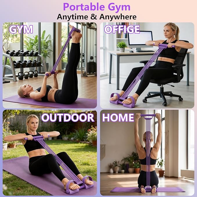 3 in 1 Adjustable Pedal Resistance Band, 8-Tube Multifunction Tension Rope, Natural Latex sit-up Trainer Resistance Band Suitable for Fat Loss and Full-Body Shaping Workout