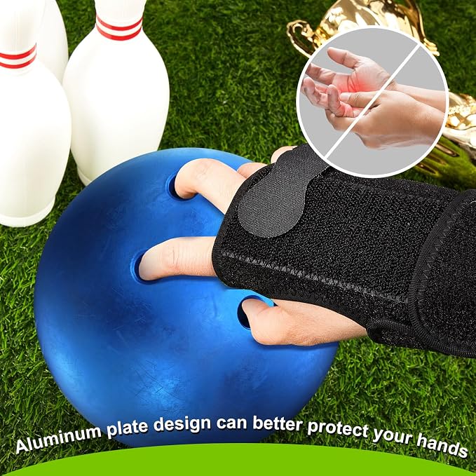 Shappy Bowling Wrist Support Brace with Thumb Spica Splint Right Hand Breathable Wrist Gloves Splint with Removable Aluminum Plate, More Fit for Women Tendonitis Arthritis Sprains (Black)
